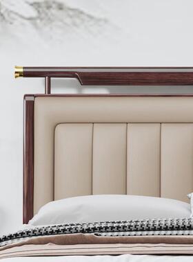 新中式实木床1.乌8床米轻床奢主卧室家WJ65实木具软靠包金木婚双