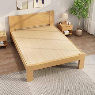 加5纯全实木床工厂家直销现代简约THN1米床架松木厚高脚米一八双