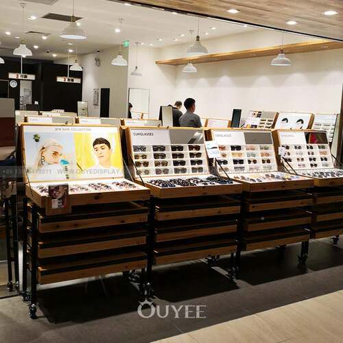 厂镜家直销眼镜展示实柜背柜简约梯293形木眼展柜克多层亚力展示