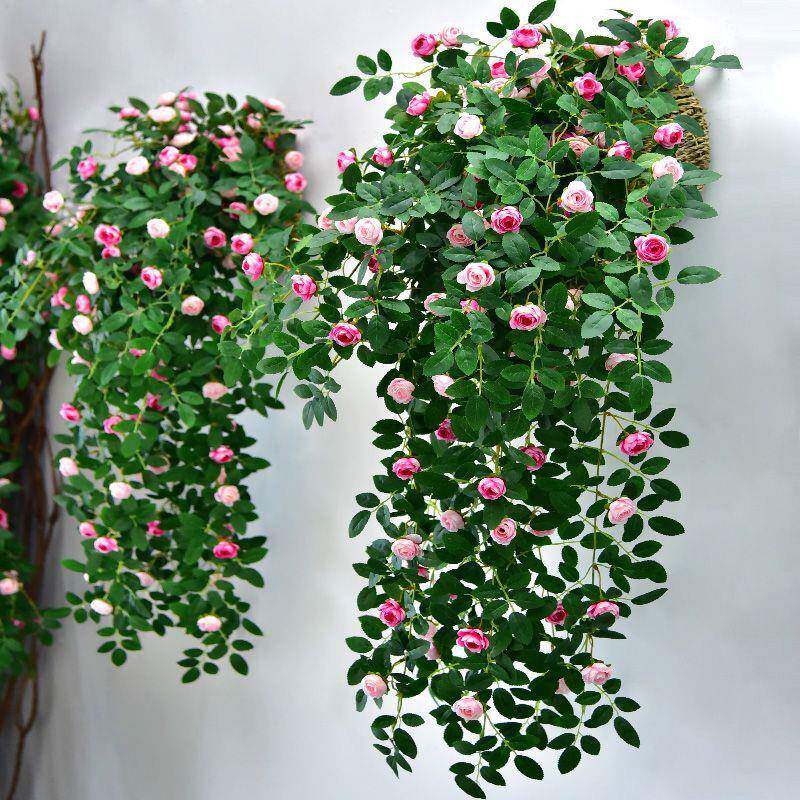 仿玫瑰花藤吊兰绿植塑料假厅花藤装饰室L6ngydnL条内客垂吊花真墙