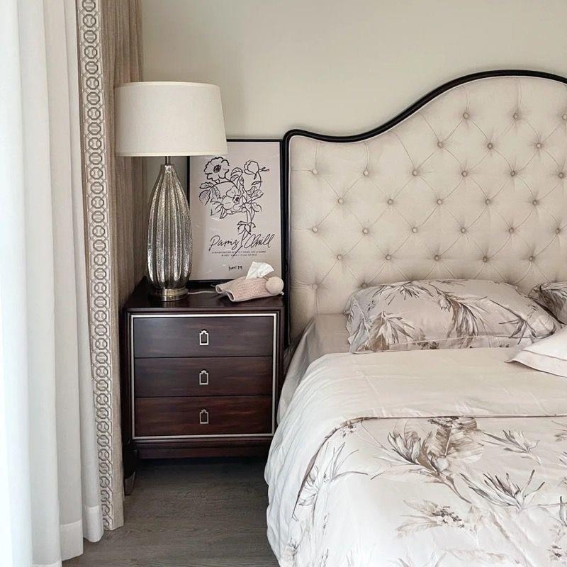 美式奢实木床法床式布床现IFV代简约床1.8米主卧室双人公艺轻主婚