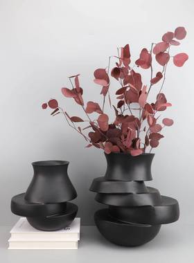 现代极简创错位花瓶样板房居插客意厅干花0685器装饰树脂家工艺品