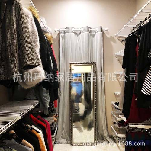 巧精灵放式衣柜金框架极CZK简小户型衣帽间挂属开墙架极简子风