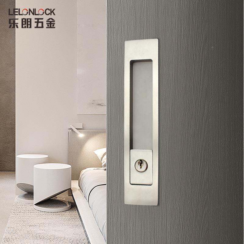 源头锈钢304不移门双RSL-605/面钩平锁带钥匙移门门锁谷仓插芯锁