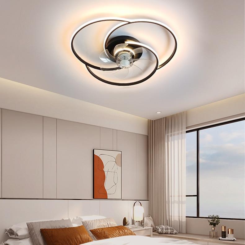 跨境101V2智20V直卧室风扇灯极简大气能语吹音电扇灯617餐厅吊扇