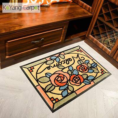 科洋y-2000玫瑰入花朵现代尼龙印花橡胶毯地卧室客厅户垫door地ma