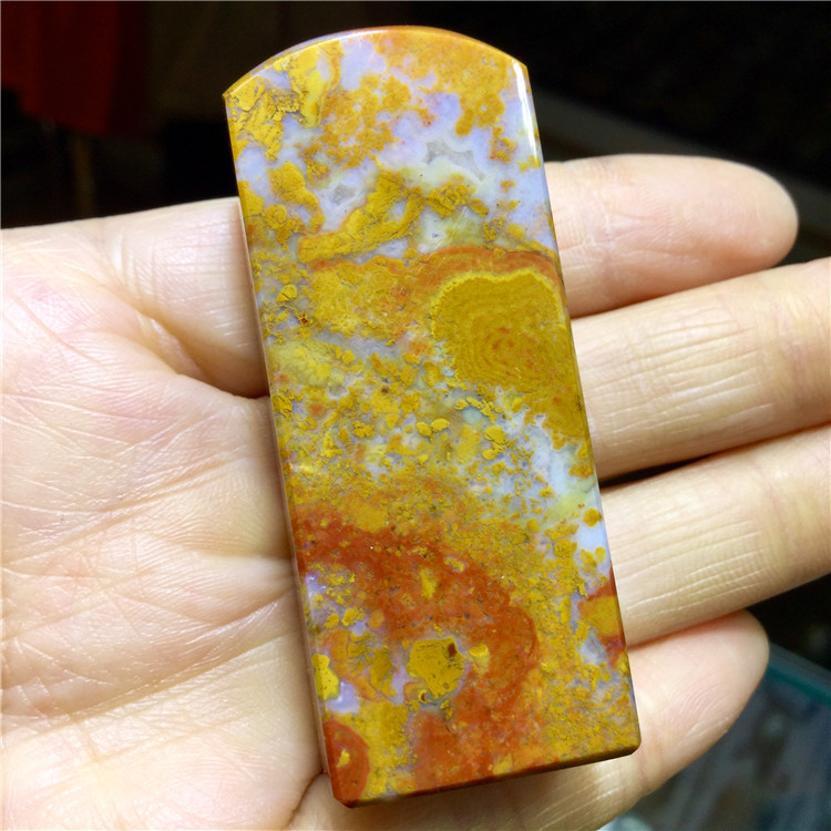 东海水晶 天然战国红玛瑙方章圆柱形印章章料把玩