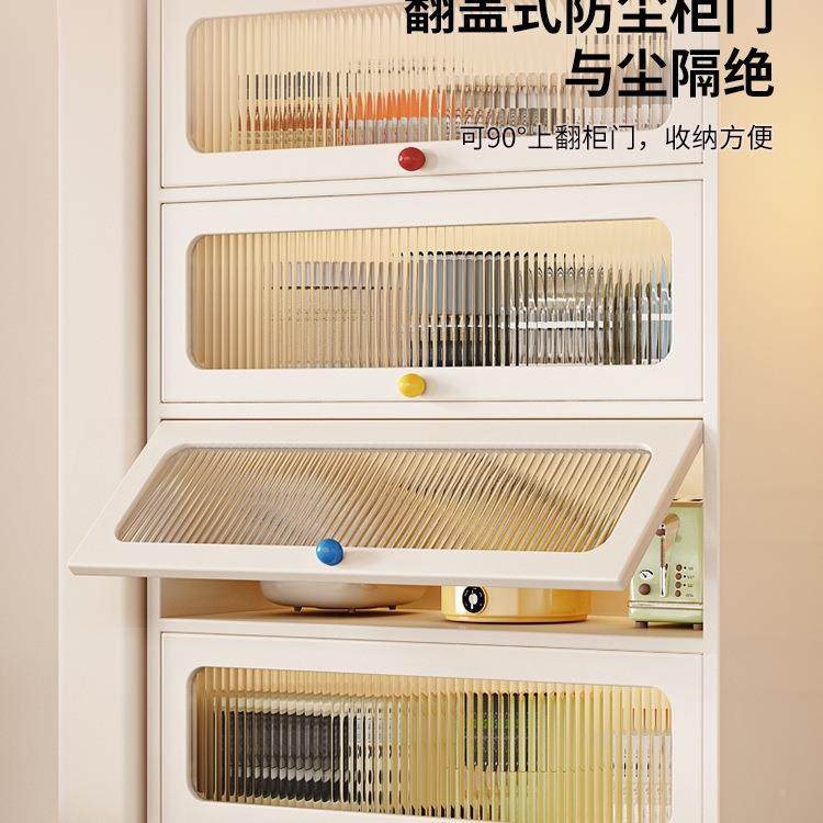 J^实木餐柜房置物架带柜门边落地多层多功CUR能厨碗物橱柜客厅储
