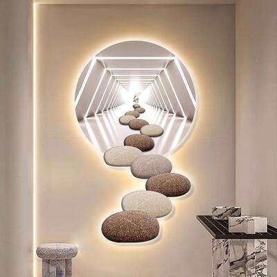 户门玄装饰画石入来转好寓意运挂画走廊到底正对面PMH关墙画氛围
