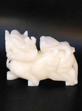 客阿富汗GGX玉貔貅一对摆件瓷汉白玉白皮丘德化瓷厅家用装饰品