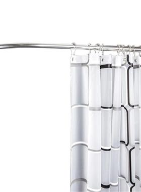 浴帘帘装套免pFA8+LRj打孔弧形淋浴浴帘杆卫生间挂布浴隔断帘子加