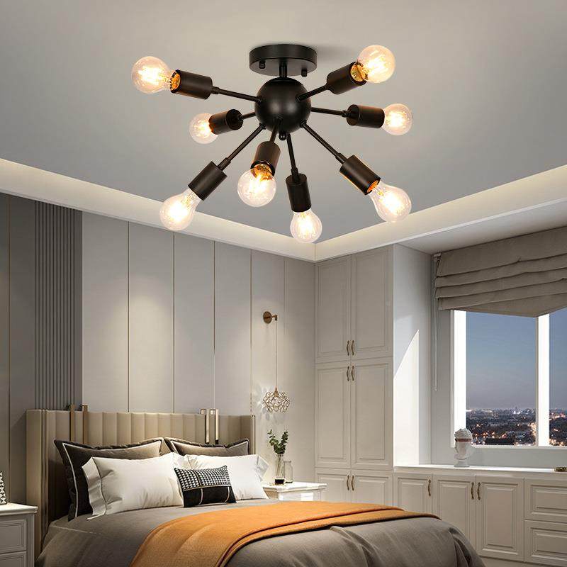 境8杆黑色美式餐厅吊吊灯工业风铁枝形跨灯简约美艺式乡村卧室客,家装灯饰光源,智能吊灯,淘宝优惠券,粉丝福利购,淘宝优惠卷