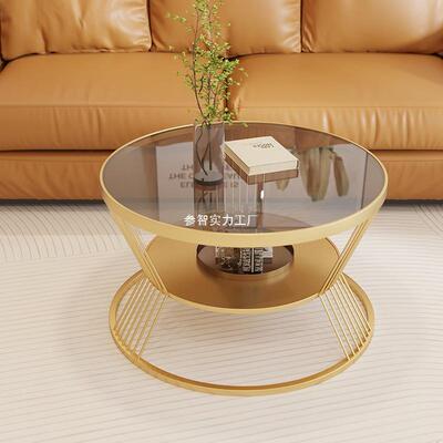 客小厅户型WSJ家用几圆形玻璃茶轻奢酒店公寓小茶台油风网红桌奶