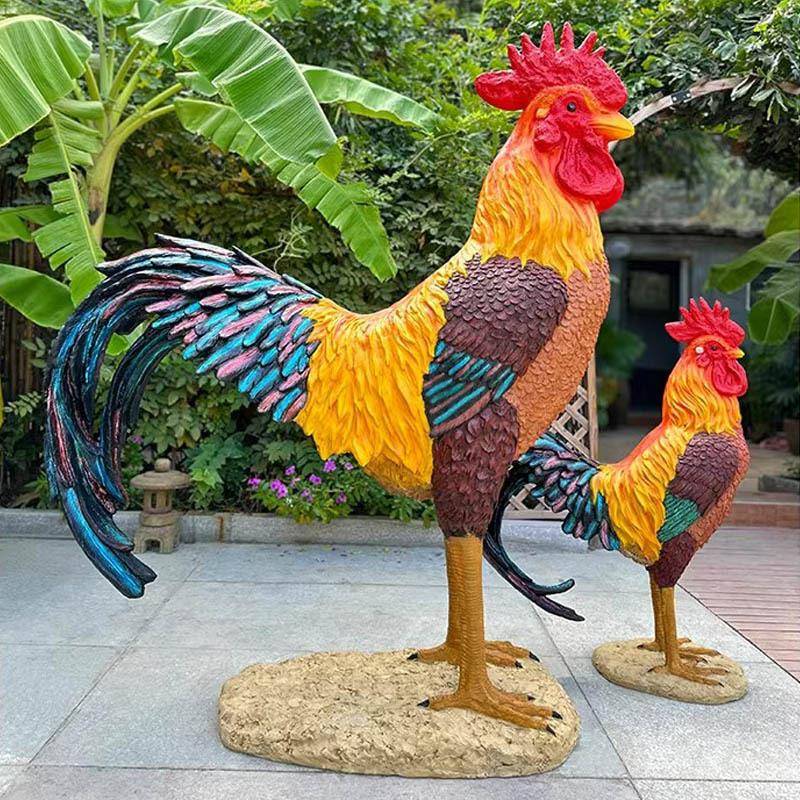 户外坪大公鸡摆件真母鸡仿工艺装鸡饰品庭院生肖草花园造景GOP鸡