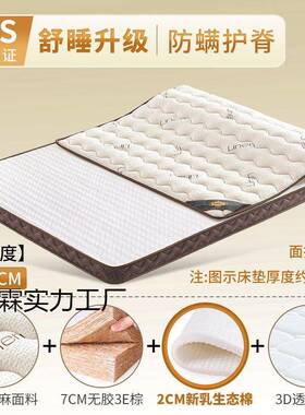 天然棕榈床垫垫家用卧室RZW护榻脊硬垫子乳胶儿童榻米制椰定