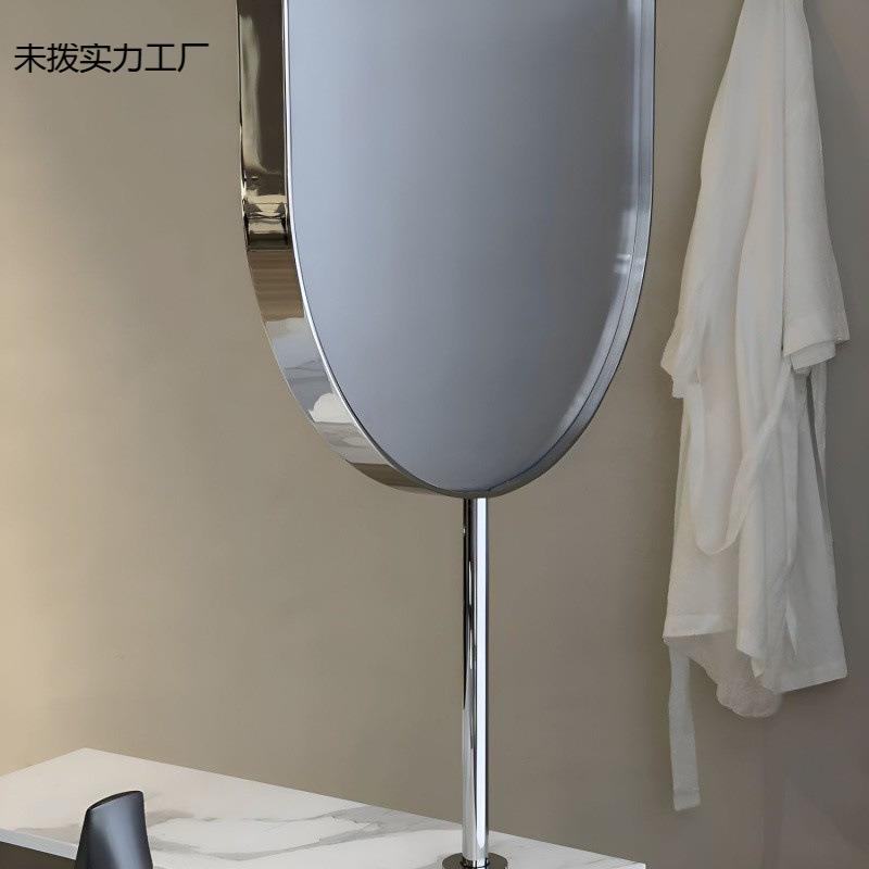 不钢酒413店民宿椭圆天浴室镜子悬悬锈挂卫生间花板空吊镜吊杆智