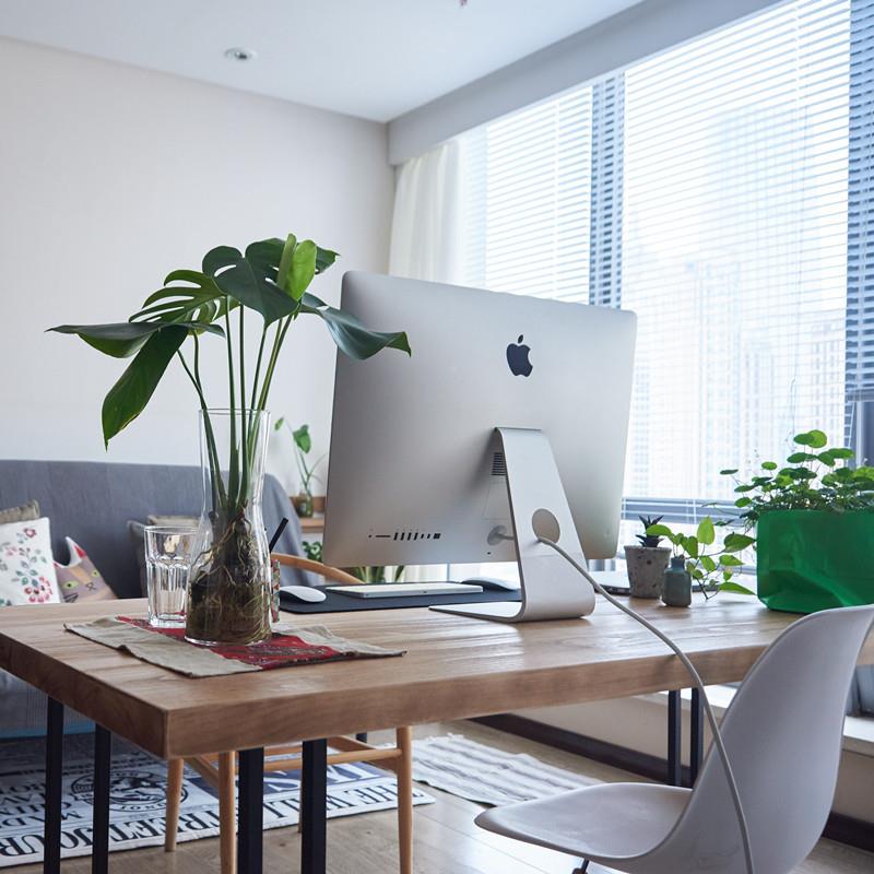 原现代简字约台式脑桌木家电用书房写台长条餐桌台实木loft006办