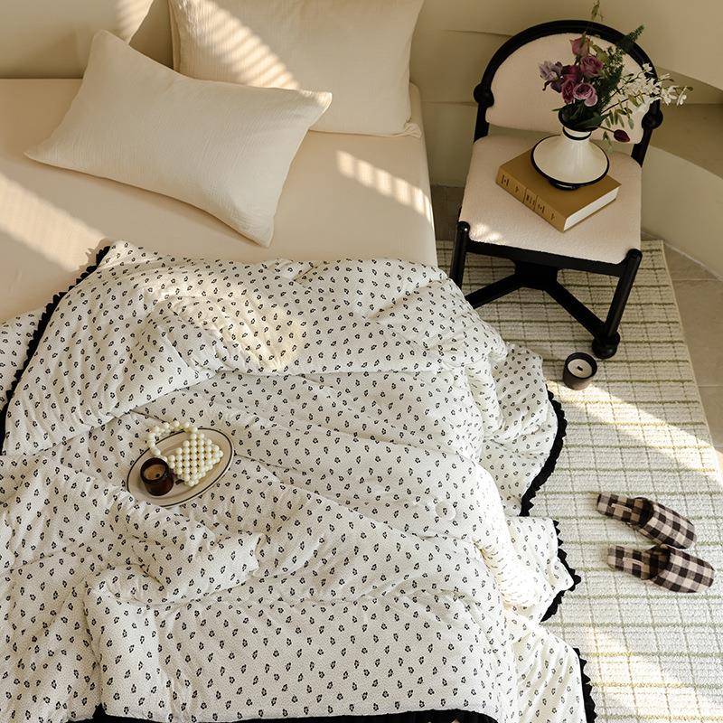 春秋被夏被云朵花棉糖针织棉花边维可机洗大豆纤被芯四w-LYX-3季