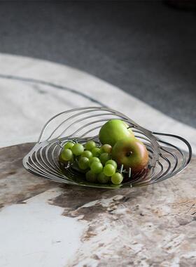 锈简果约线条镂空不钢装饰果盘设计Y100992置物篮水盘几何件摆桌
