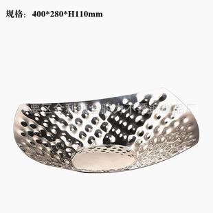 盘意高K档不锈钢四角锤印果沙拉盘酒创店酒吧TVFLC079摆台自助餐
