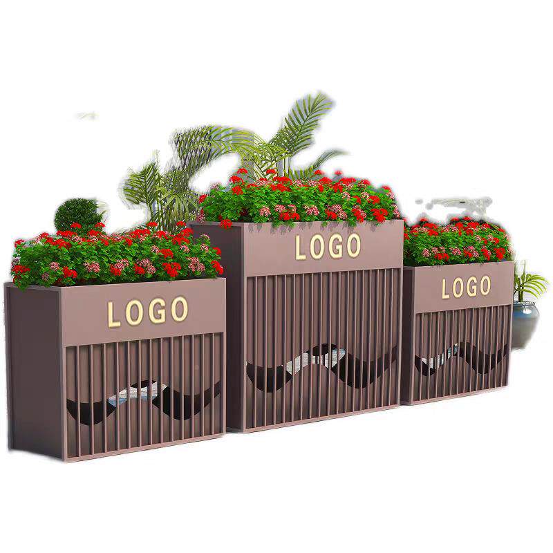 防腐木花箱创座椅不锈钢外花坛坐凳商户景场观花槽公园意花灵圣00