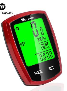 WESTBIKING自行车码表无线夜光迈速表码表英文有线码表骑行装备