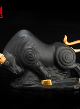 金乌炭雕牛气摆件办公室桌面装饰品公司商务礼品送领导创意摆饰