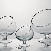 透明斜口玻璃花瓶烛台欧式 现代微景观花器带底座摆件客厅家居配饰