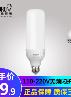 led圆柱灯泡E27螺口白光家用室内工厂仓库110V220V通用无频闪护眼
