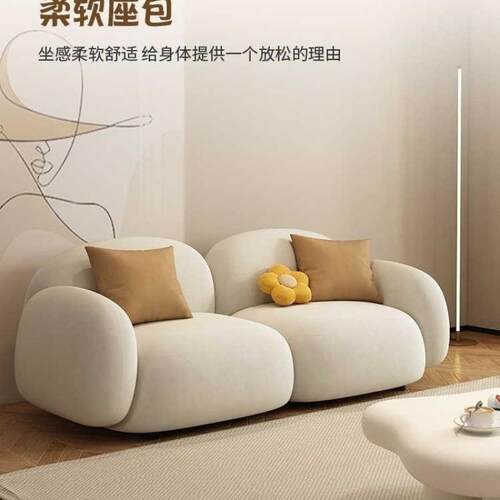 双人沙发北欧小户型客厅卧室现代简约豆腐块网红果冻科技布艺沙发