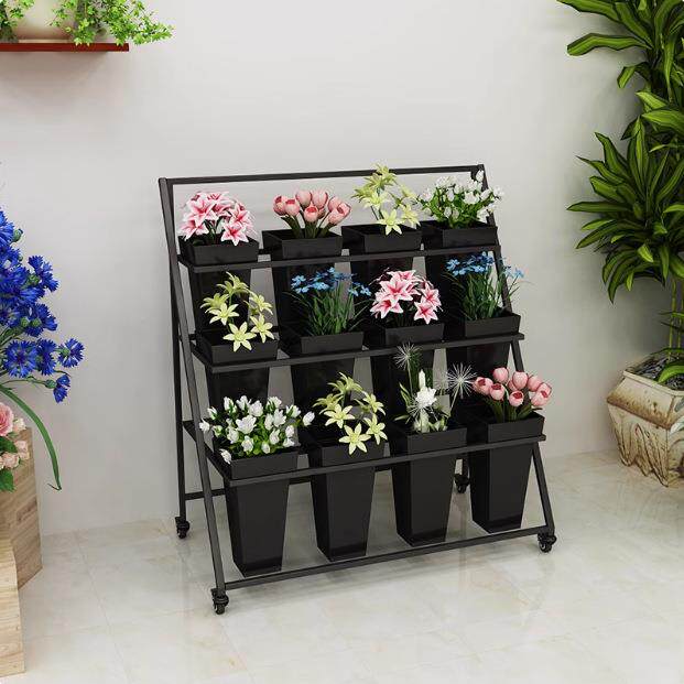欧式新品可移动室外摆摊折叠鲜花架多层鲜花架店铁艺花桶架阶梯式