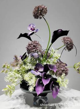 现代紫色假花设计师款高档仿真插花卉摆设客厅仿生餐桌装饰品摆件