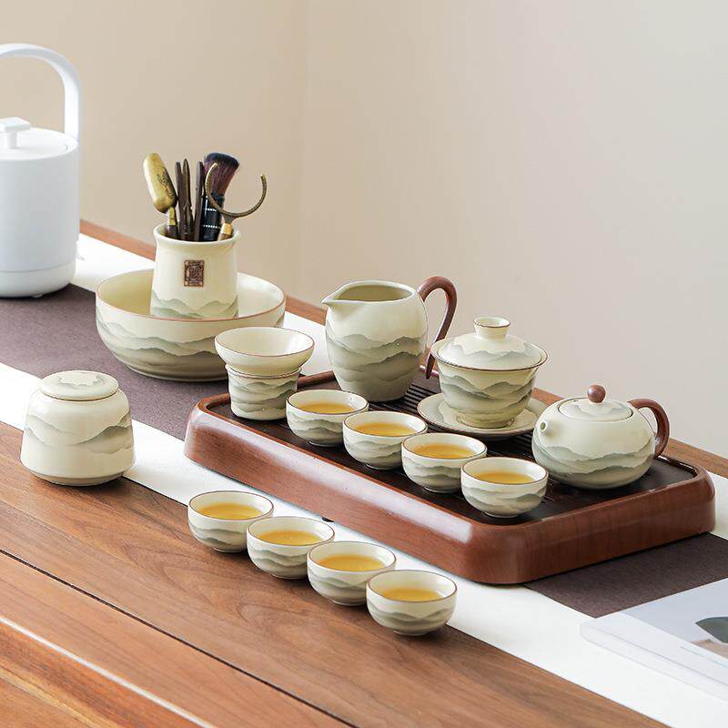 汝窑茶具套装家用轻奢高档个人专用办公室功夫泡茶壶茶杯2026新款