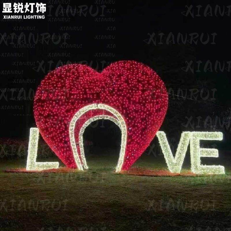 情人节LED爱心工艺品爱心情侣造型灯户外婚礼景观布置婚庆装饰