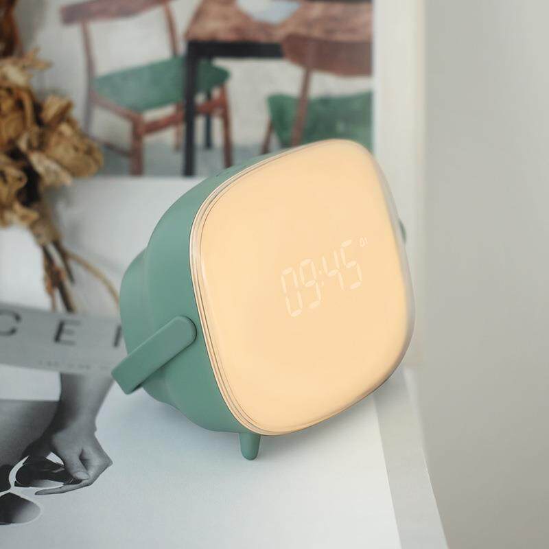 MUID复古TV时钟灯多功能LED台灯USB充电小夜灯旋转按钮开关带闹钟