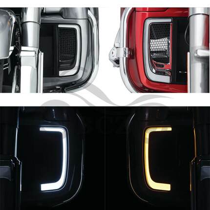 哈雷街道公路双灯大滑翔路王加装LED护腿装饰灯三合一转向灯