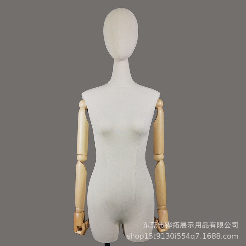 女半身有头展示模特桌面陈列人台可配底座木手臂现货款假人造款式