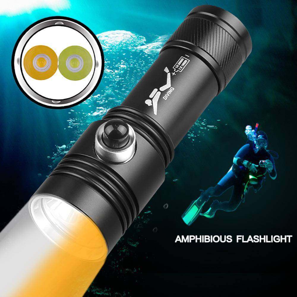 D208潜水手电筒黄光+白光双光源P50磁控开关大功率超亮远射手电,收纳整理,烫衣板及配件,淘宝优惠券,粉丝福利购,淘宝优惠卷