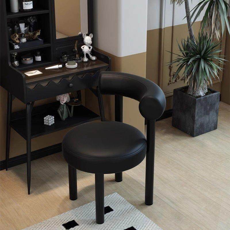 化妆凳家用女生卧室轻奢高级感梳妆台凳子网红高颜值美甲靠背椅子