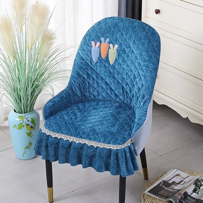 轻奢椅子套全包带扶手雪尼尔餐椅套罩坐垫餐厅凳子套弧形皮椅子套