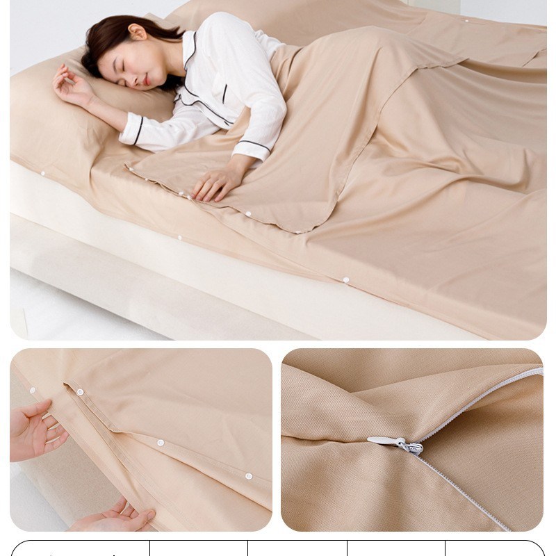 新款轻奢天丝酒店隔脏睡袋出差旅行床单被套一体便携式被套旅睡宝