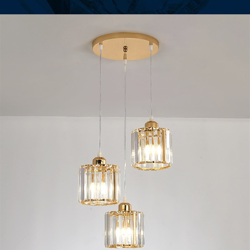 餐厅小吊灯三头饭厅灯圆形现代简约家用个性大气水晶餐桌餐吊灯具