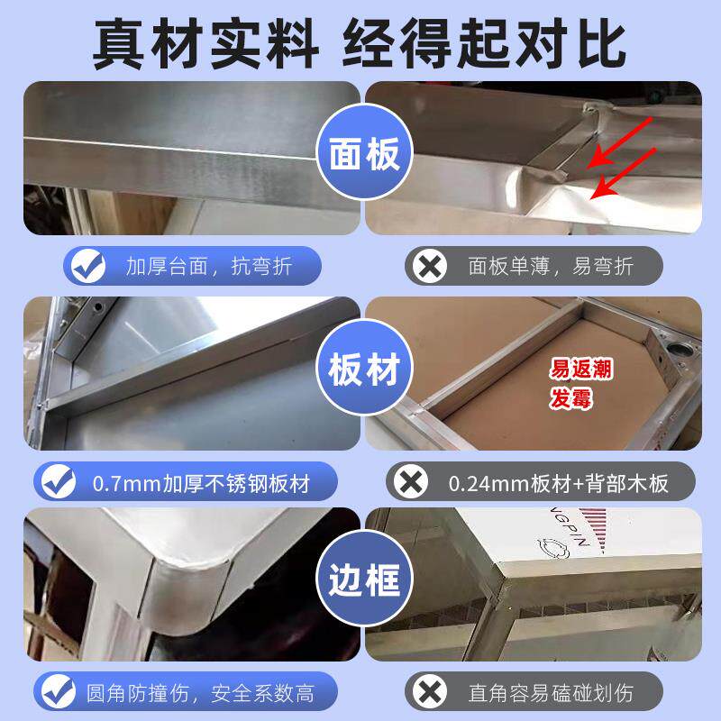 不锈钢工作台厨专用灶架子家用操作台台子饭店KCW置房物桌架台面