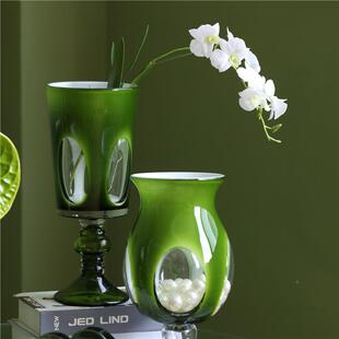 约中古风渐变高脚烛手风工灯台花瓶软装酒简BWD店客厅家居玻璃瓶