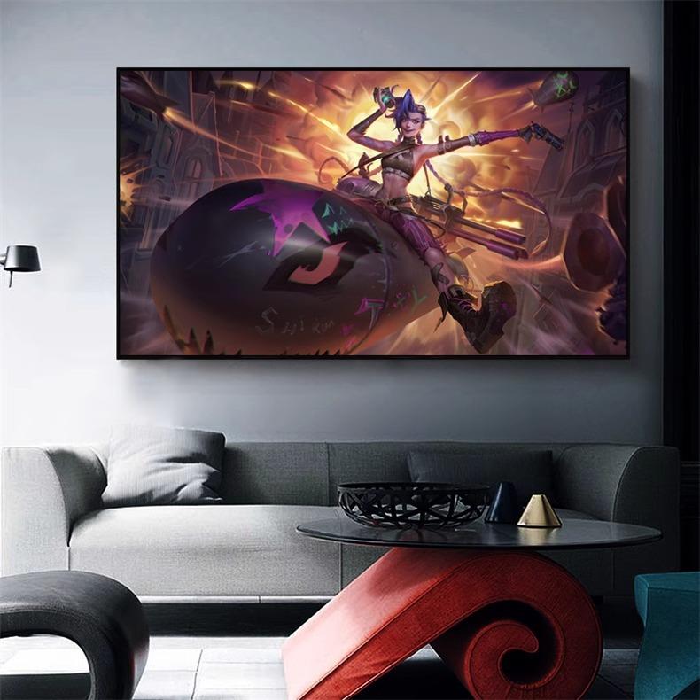 英雄联盟金克斯装饰画LOL双城战吧金148克丝电之竞房装饰网卧室壁