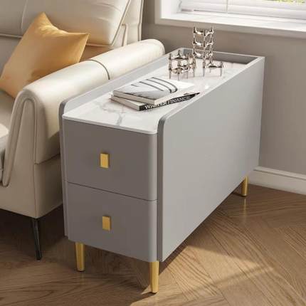 新款轻岩板客厅沙发边易柜家用实11111木窄边柜代现简约简储奢物