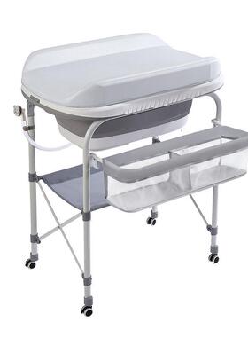 多功能婴儿感温盆折叠洗澡盆新生儿护带支OLZ架换尿布台浴理宝台
