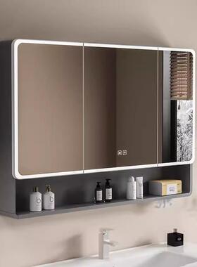 太空铝浴镜室柜物圆弧镜台智能le21883d灯发光卫生间收纳储柜带巾