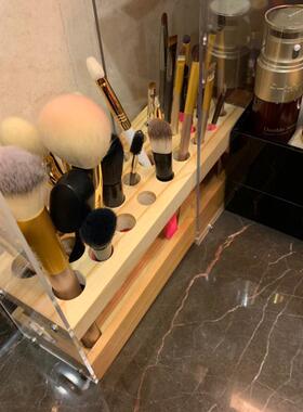 明琴制克力化妆刷置MID架收纳抽拉式透亚抽屉大毛刷31个孔刷位收