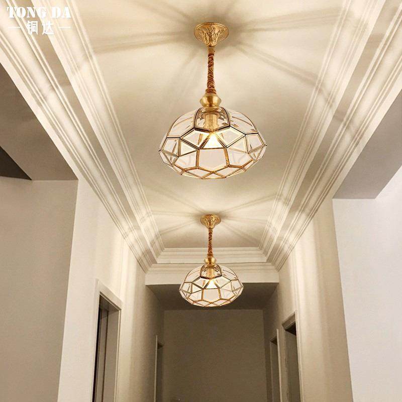 欧式简约玄关过道全铜吊灯餐美式灯气走廊书房D2086小厅别墅入户,家装灯饰光源,智能吊灯,淘宝优惠券,粉丝福利购,淘宝优惠卷